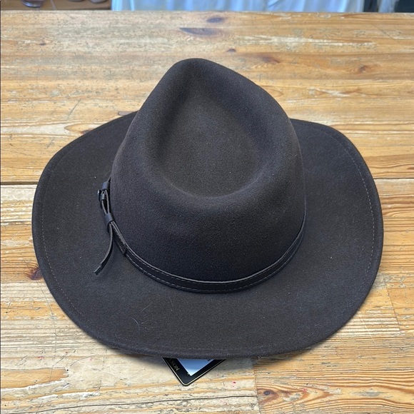 Brown Fedora Hat with Wide Brim and Pinched Crown - Picture 1 of 6
